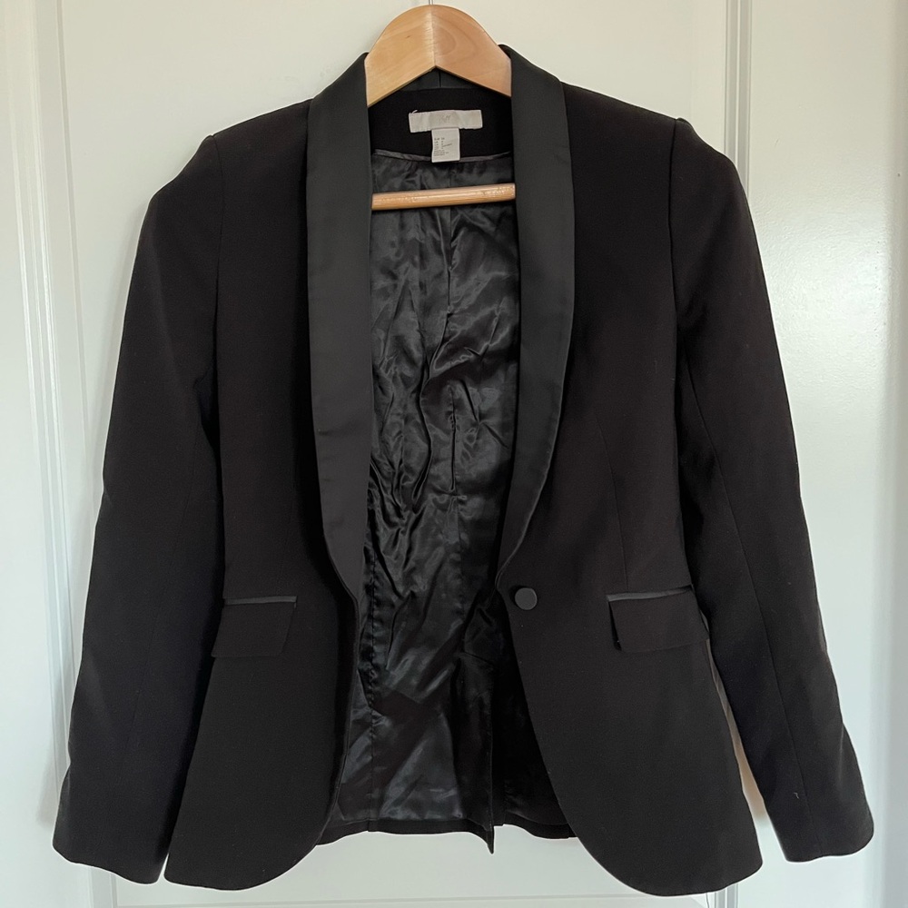 H&M Black Jacket with Satin Detail